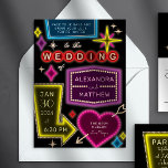 Neon Marquee Sinaliza Convite De Casamento Em Las<br><div class="desc">Inspirado pelos sinais icônicos de neon da velha hora de Las Vegas, este convite para casamento de destino é uma nod colorida e divertida para a história e dá aos seus convidados uma sensação da nostálgica vibração noturna de Vegas. Não se esqueça de adicionar RSVP e outras informações à parte...</div>