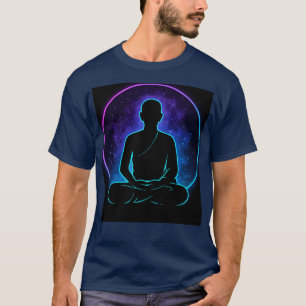 Neon Meditando Camisa Espiritual Monge   Ze Cósmic