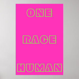Neon One Race Human Cote Text Poster