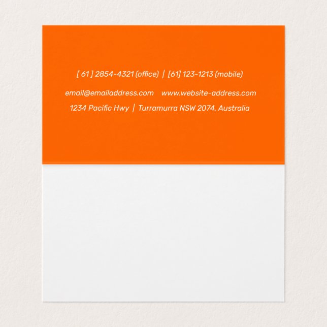 neon orange - adicione seu cartão de visita de log (Interior Desdobrado)