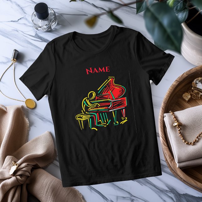 Neon Piano Line Art | T-Shirt Musical Vibrante (Criador carregado)