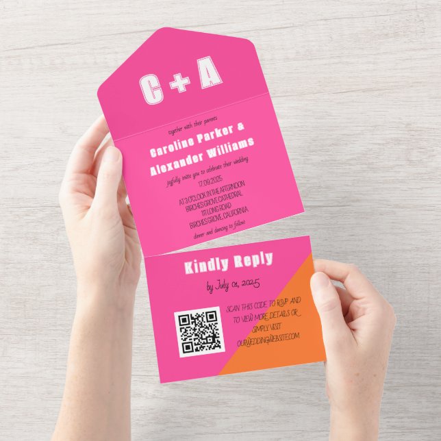 Neon Pink Orange Retro Modern Bold Elegante (Aba destacável)