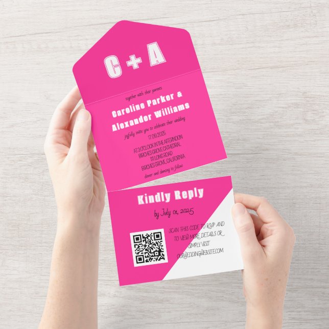 Neon Pink White Retro Modern Bold Elegante (Aba destacável)