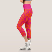 Neon Pink Zebra Stripes Mulheres Capris Leggings