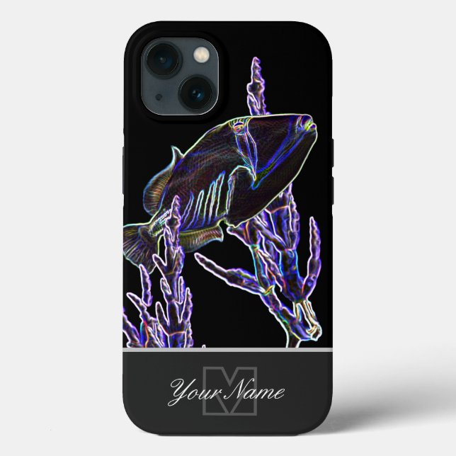 Neon-Pop-Art corals triggerfish with Monogram! (Verso)