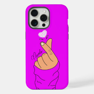 Neon Purple Coreano Sinal Coração Coral Pele Quent