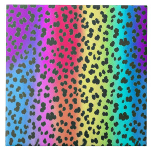 Neon rainbow Leopardo Azulejo cerâmico