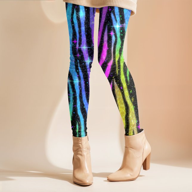 Neon Rainbow Zebra 90s Nostalgia Leggings (Criador carregado)