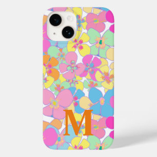 Neon Retro Floral Pink Monograma