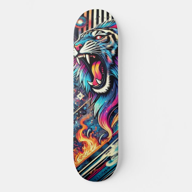 Neon Roaring Tiger - Skate de skateboard (Frente)