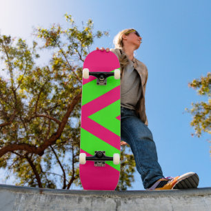 Neon Rosa e Verde Skateboard com Zigue-Zague – Per