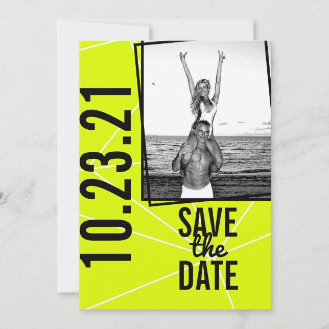 Neon Save Date (Salvar data) - Divertido e Convite (Frente)