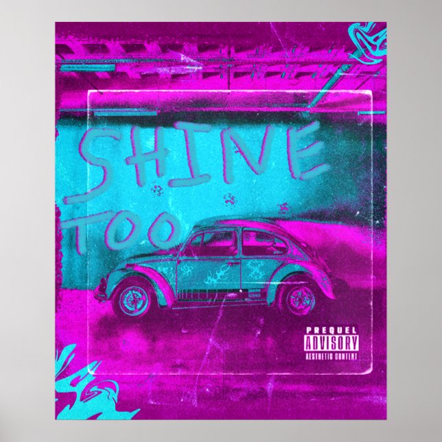 Neon Shimmer Car Poster - "Brilho demais" (Frente)