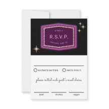 Neon Sign Vegas Wedding RSVP com Opções de Refeiçã