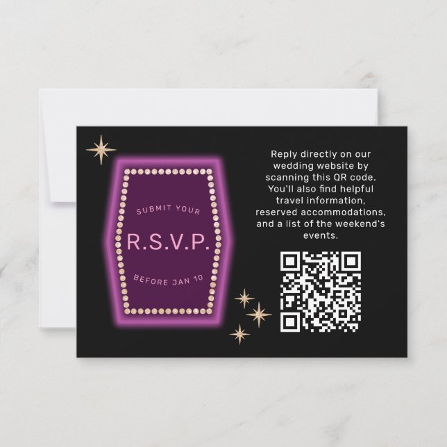 Neon Sign Vegas Weding QR code Online RSVP (Frente)