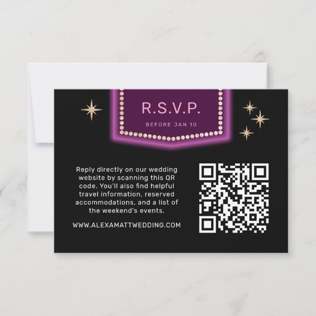 Neon Sign Vegas Weding QR Code Online RSVP (Frente)