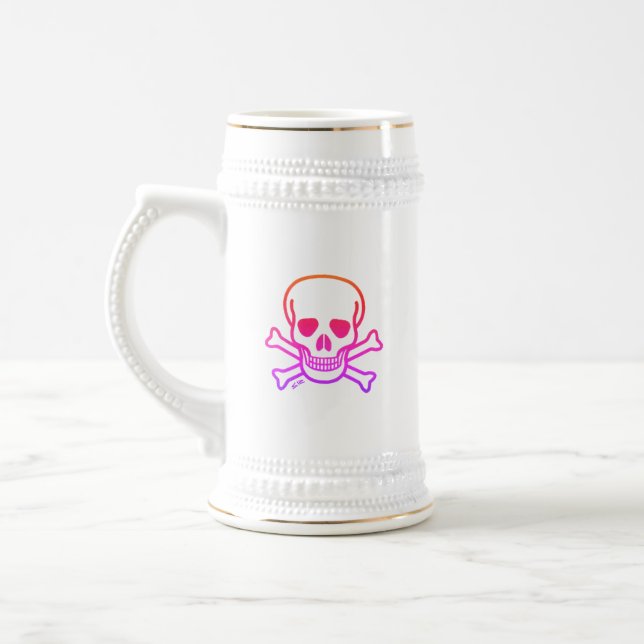 Neon Skull caneca de cerveja gold trim (Esquerda)