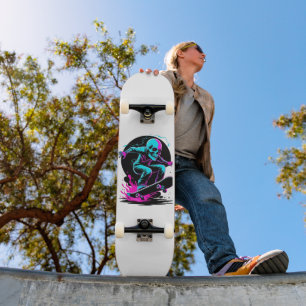 Neon Skull Skateboard Art - Edgater Skater Design