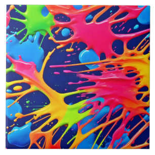 Neon Splatter: Arte vibrante Abstrato