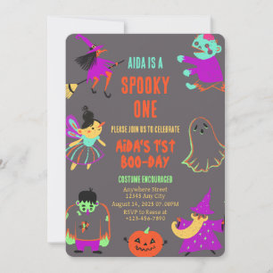 Neon Spooky Um Primeiro Convite De Aniversário