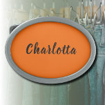 Neon Sunset Orange Solid Color Personalizar<br><div class="desc">Neon Sunset Orange Solid Color Personalize a fivela do cinto personalizado.</div>