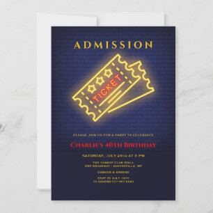 Neon Ticket para o Convite de festas