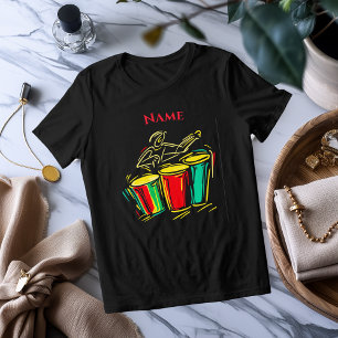 Neon Timbales Linha Arte Camiseta Musical Vibran