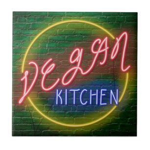 Neon Vegan Kitchen Sinal