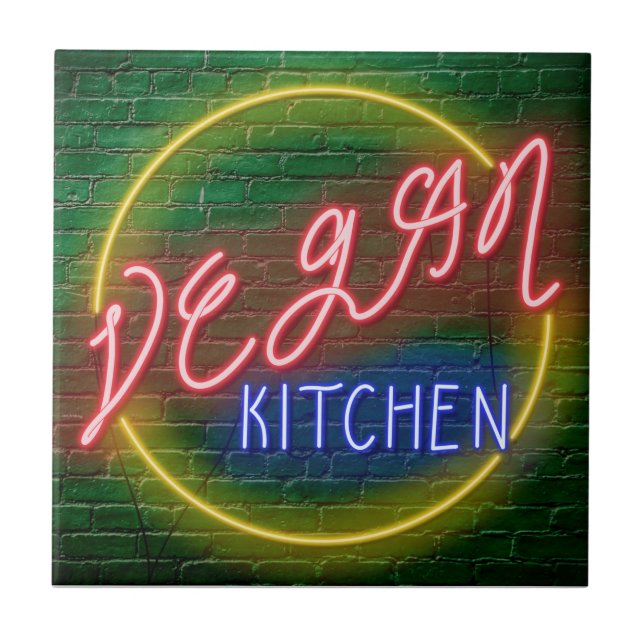 Neon Vegan Kitchen Sinal (Frente)