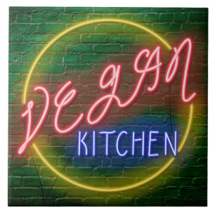 Neon Vegan Kitchen Sinal