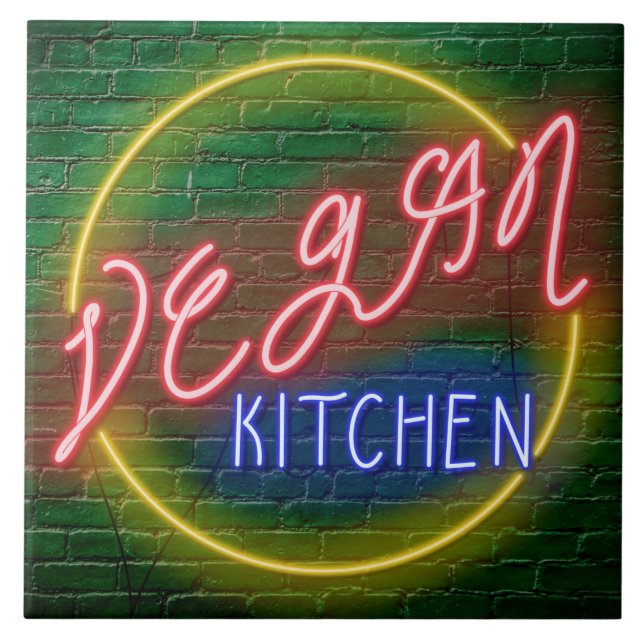 Neon Vegan Kitchen Sinal (Frente)
