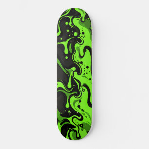 Neon Verde Slime Preto Gotejando Skate Derretendo 