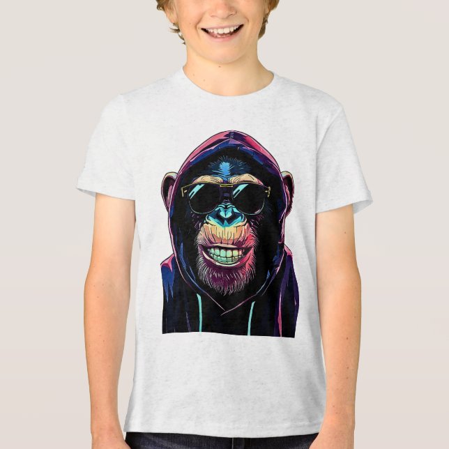 Neon Vibe – Stylish Chimpanzee in Hoodie and Sungl (Frente)