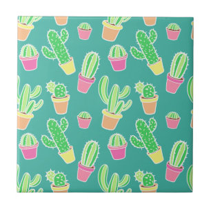 Neon Watercolor Cactus Em Potes
