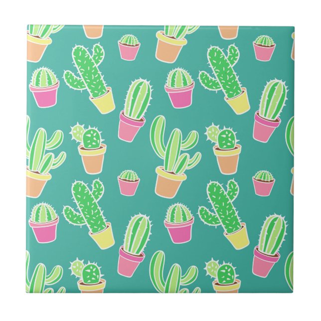 Neon Watercolor Cactus Em Potes (Frente)