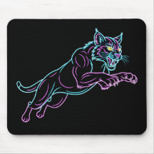 Neon Wildcat Mouse Pad