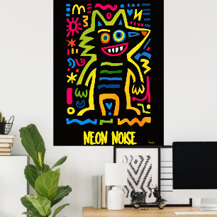 Neon Wolf Poster - Design de Halloween de Pop
