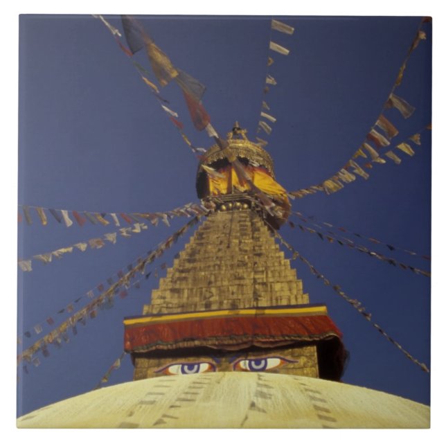 Nepal, Catmandu. Sob bandeiras de oração, vigilant (Frente)