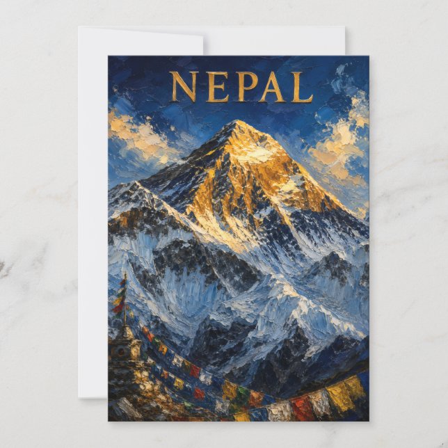 Nepal: Golden Sunrise Mount Everest Art Souvenir (Frente)
