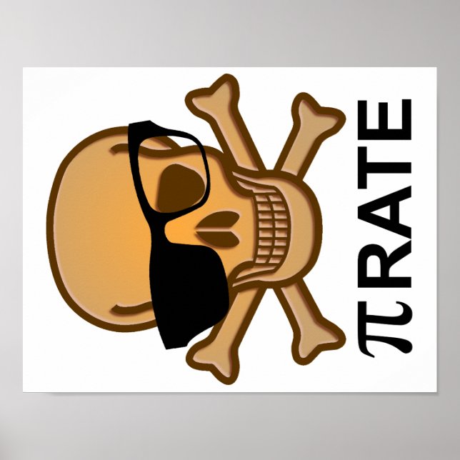 Nerd Poster de Geometria Engraçado Pi Pirate (Frente)