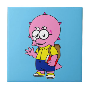 Nerd Tricerátops Com Mochila E Livro De Texto.