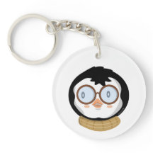Nerdy Penguin Boy Acrylic Chaveiro