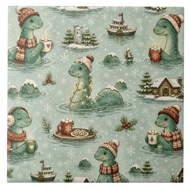 Nessie do Natal Monstro do Lago Ness Aconchegante  (Frente)