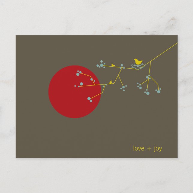 Nesting Bird E Family Baby Obrigado Cartão Postal (Frente)