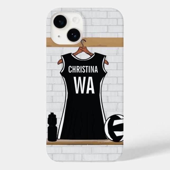 Netball design personalizável preto e branco (Verso)
