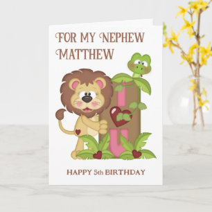 Nethew Cute Lion 5 Aniversário Deseja Cartão
