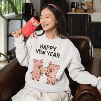 Neujahr Schweinchen Duo Anstoßen