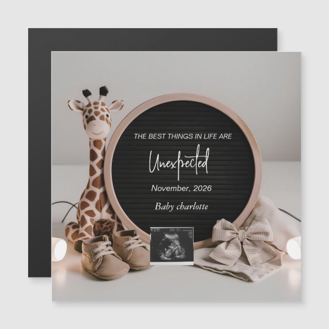 Neutral Baby Reveal Pregnancy announcement card (Frente/Verso)