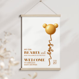 Neutral Gold Teddy Balloon Bearly Wait Poster