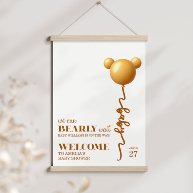 Neutral Gold Teddy Balloon Bearly Wait Poster (Criador carregado)